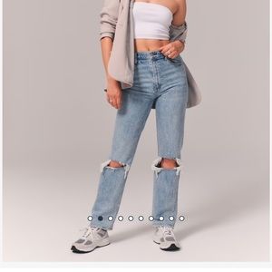 Abercrombie the 90s straight ultra high rise jeans.